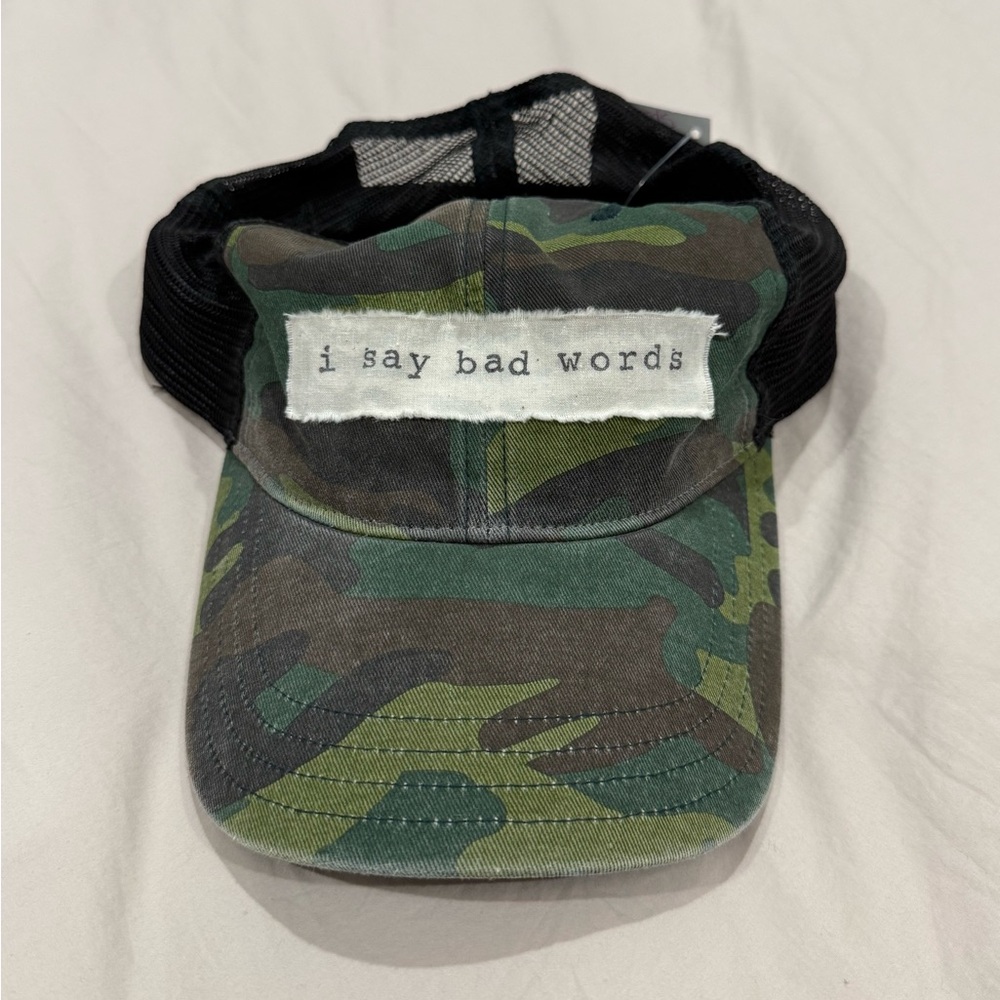 Camo Trucker Hat with Patch - Picture 4 of 6
